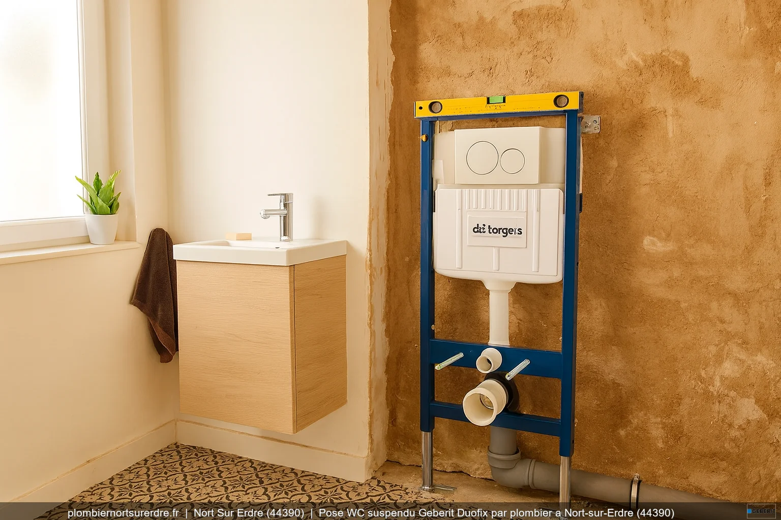 Pose WC suspendu Geberit Duofix par plombier a Nort-sur-Erdre (44390)